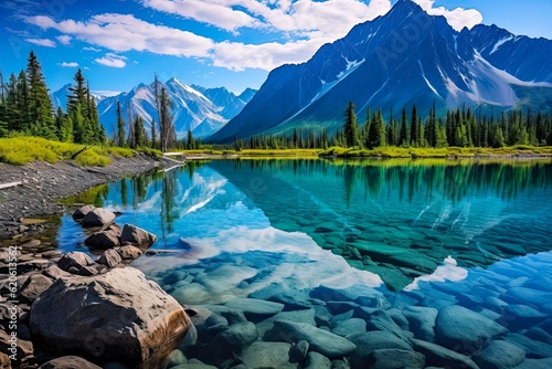 Explore Upper Twin Lake in Lake Clark National Park, Alaska, USA. Natural Beauty of the American Interior. Generative AI photo