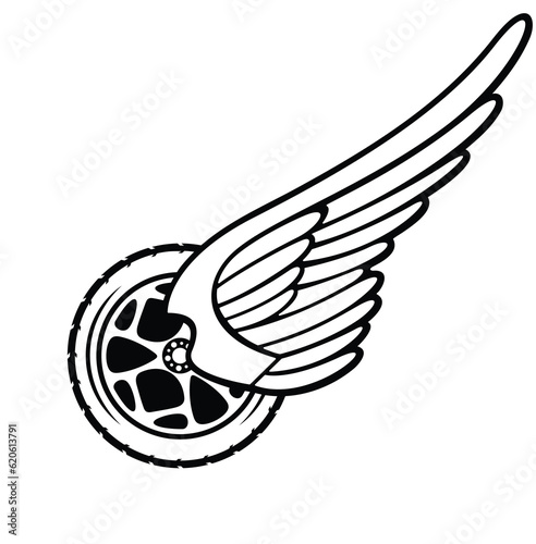 illustration of a flying wheel logo