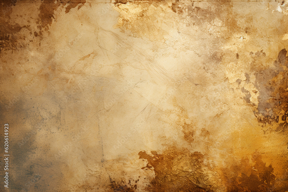 Abstract earth tones and gold grunge texture background for design. Generative AI.