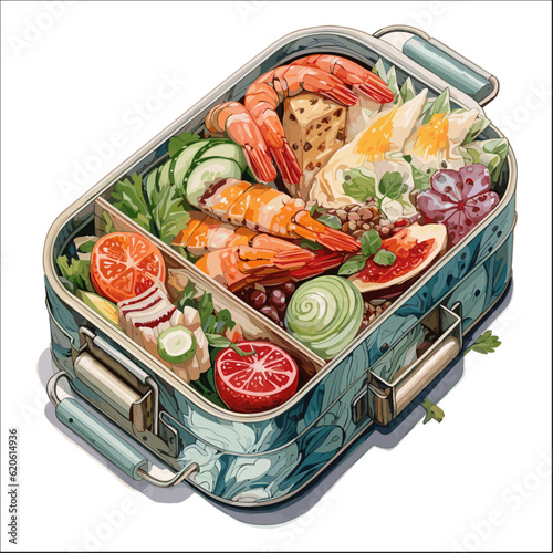 Bento in box illustration clipart vector isolated on white 