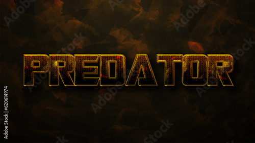 Predator text, yellow color editable text effect on dark grunge textured background