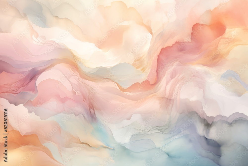 Illustration of an abstract painting with pastel colors created using generative AI