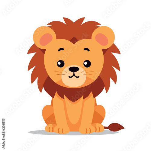 Cute lion isolated on white background. Lion cartoon smiling. Vector stock © Jessica