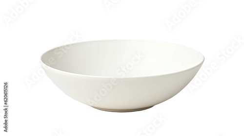 An undecorated white bowl seen from a top perspective, separated from its surroundings on a transparent background.