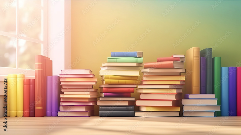 ai generated illustration colorful stack of textbooks on a table ai generated illustration colorful stack of textbooks on a table