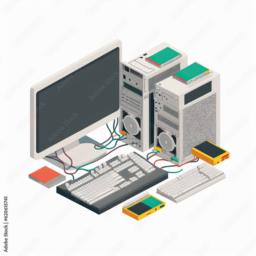 ai generated illustration highend computer tower and monitor ai generated illustration highend computer tower and monitor