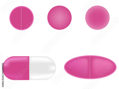 Set of colorful pills