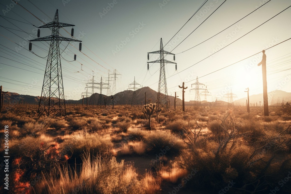 Renewable energy sources in the desert. Generative AI