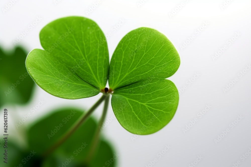 Illustration of a close-up view of a vibrant and detailed four-leaf clover, created using generative AI Illustration of a close-up view of a vibrant and detailed four-leaf clover, created using generative AI