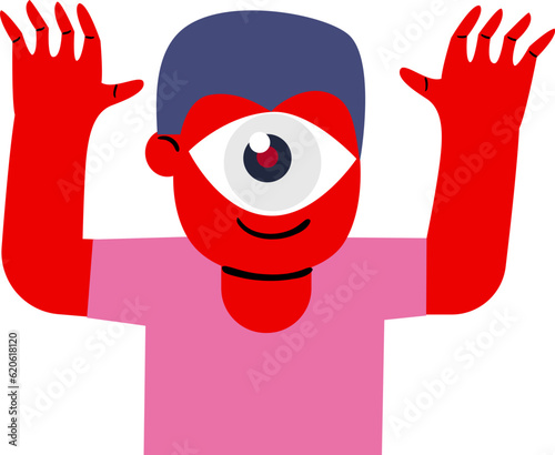 Cyclops Character Halloween Flat Illustration