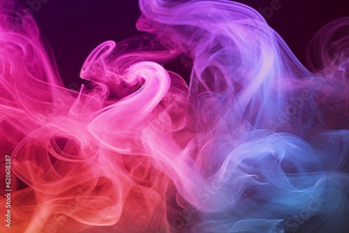 Illustration of colorful smoke patterns created using generative AI on a black background