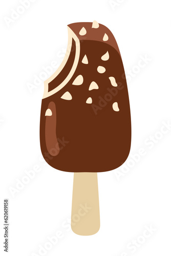 Ice Creams Flat Illustration, Sweet Tasty Desserts, Ice Cream Waffle Cones, Popsicles with Different Toppings Cartoon Vector Illustration