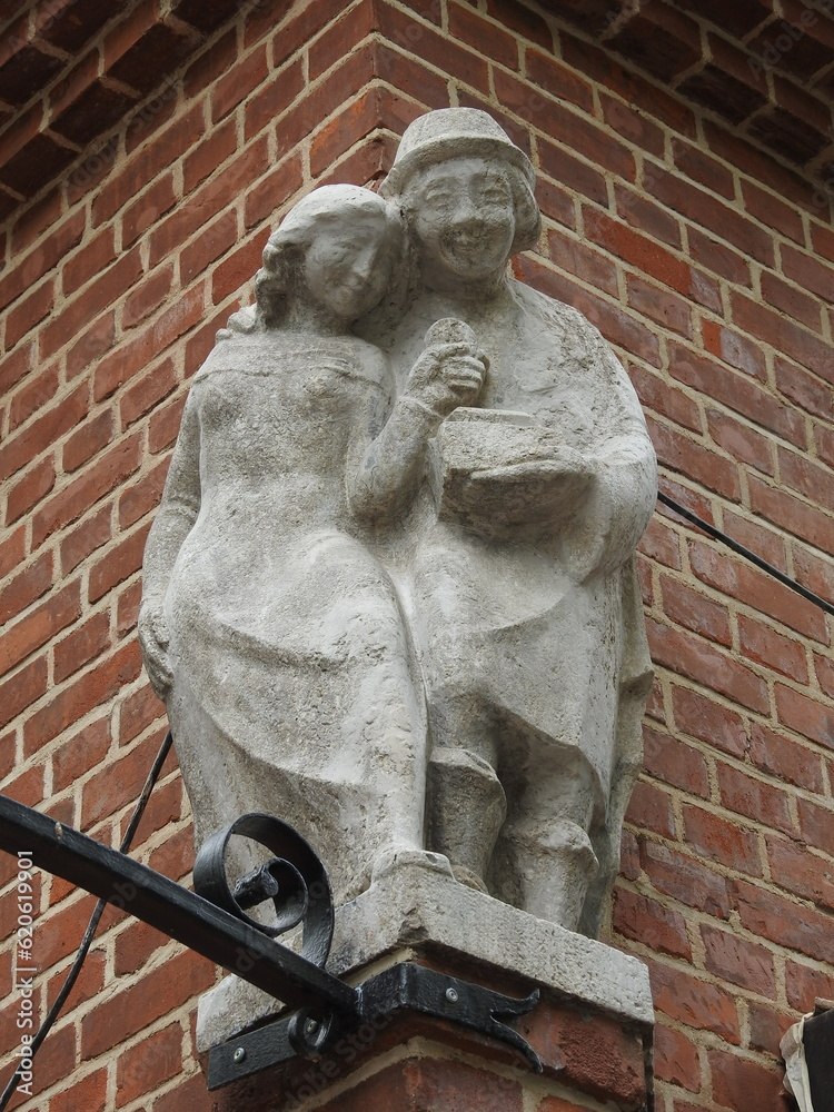 german weimar era sculpture of young man and woman on the house in ...