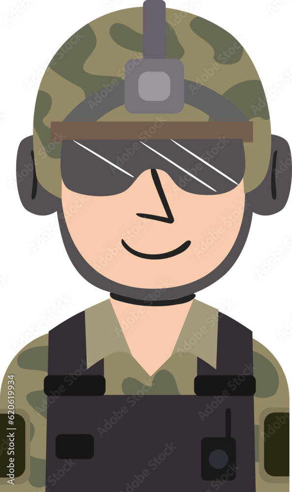 Infantry Commando Flat Illustration Infantry Commando Flat Illustration