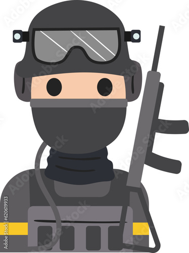 Commando Flat Illustration