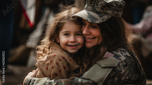 Embracing Love: A U.S. Military Woman's Tender Hug with Her Child 