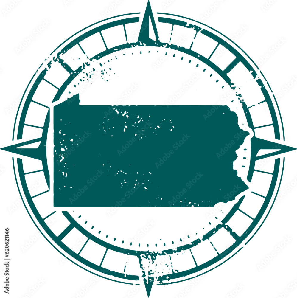Fototapeta premium Explore Pennsylvania USA State Tourism Stamp