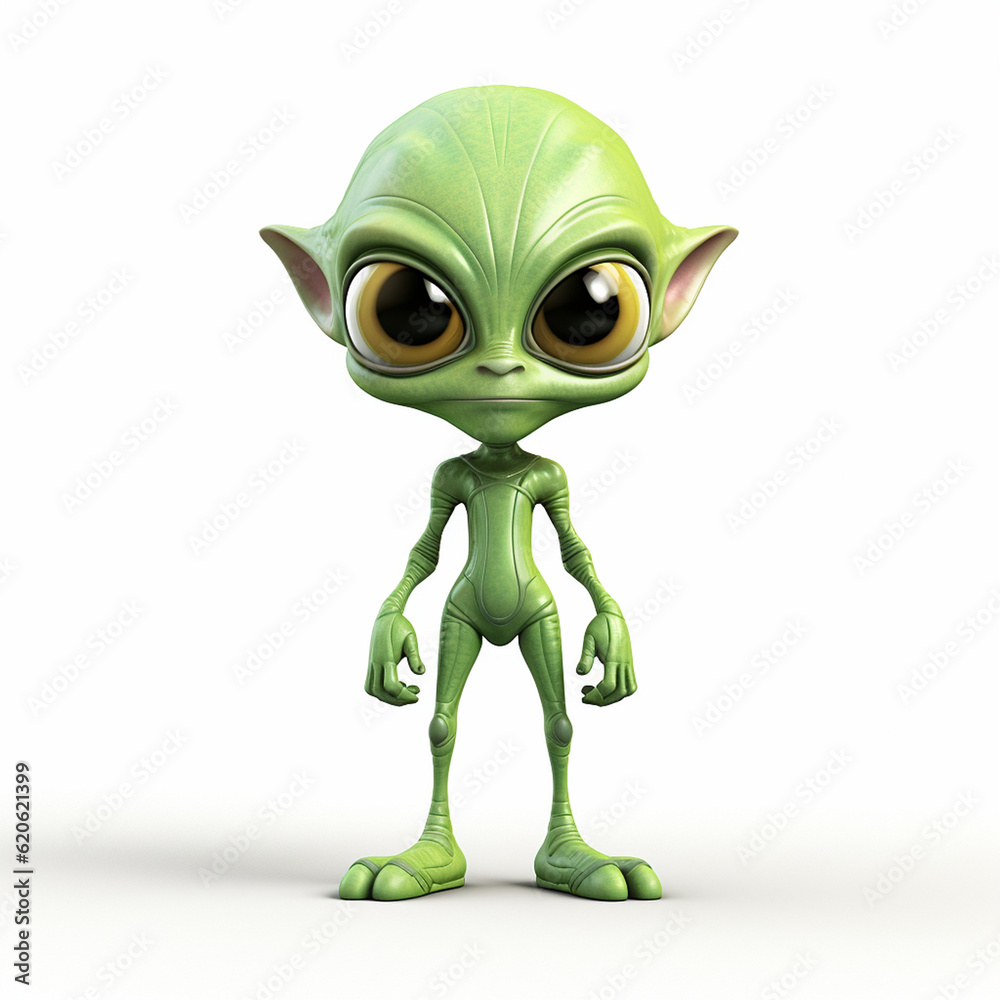 green alien character isolated on white green alien character isolated on white