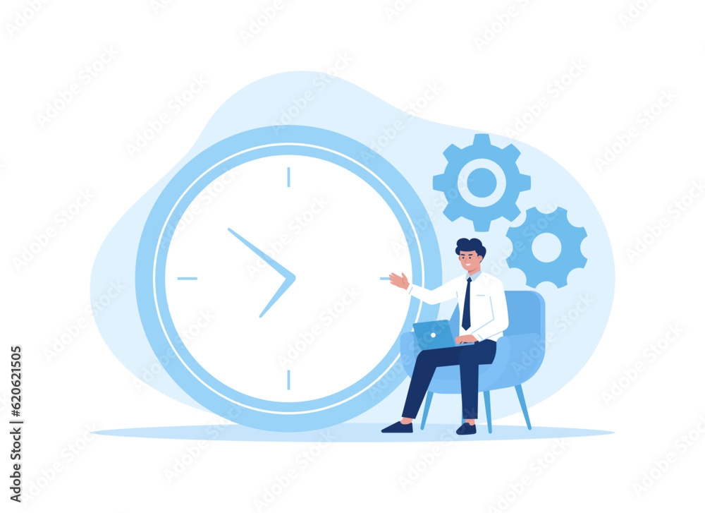 Working time trending concept flat illustration Working time trending concept flat illustration