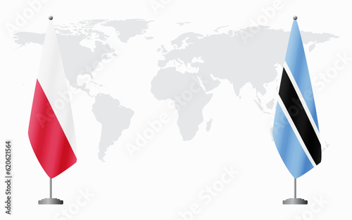 Poland and Botswana flags for official meeting