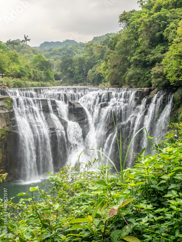 Shifen waterfall, landmark natural viewpoint near Taipei, Taiwan, in summer season.