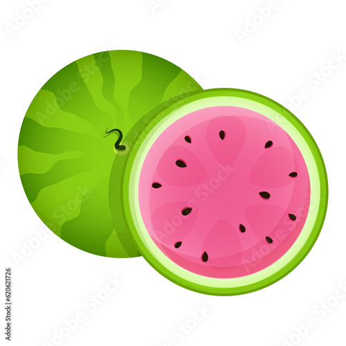 Composition of whole watermelon and half