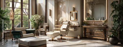 Fotografia cosy contemporary luxury interior design of a relaxing lounge or beauty salon ch