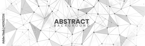 Abstract polygonal mesh on a white background. Digital data science wallpaper, plexus lines, and triangle shapes. Big data illustration. Futuristic neural network concept, big data stream technology