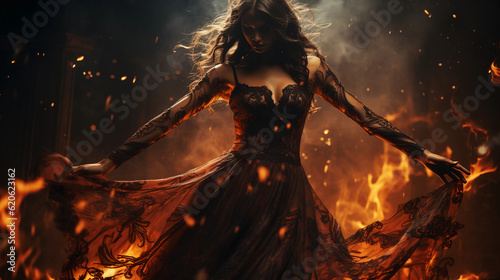 Woman dancing in the fire
