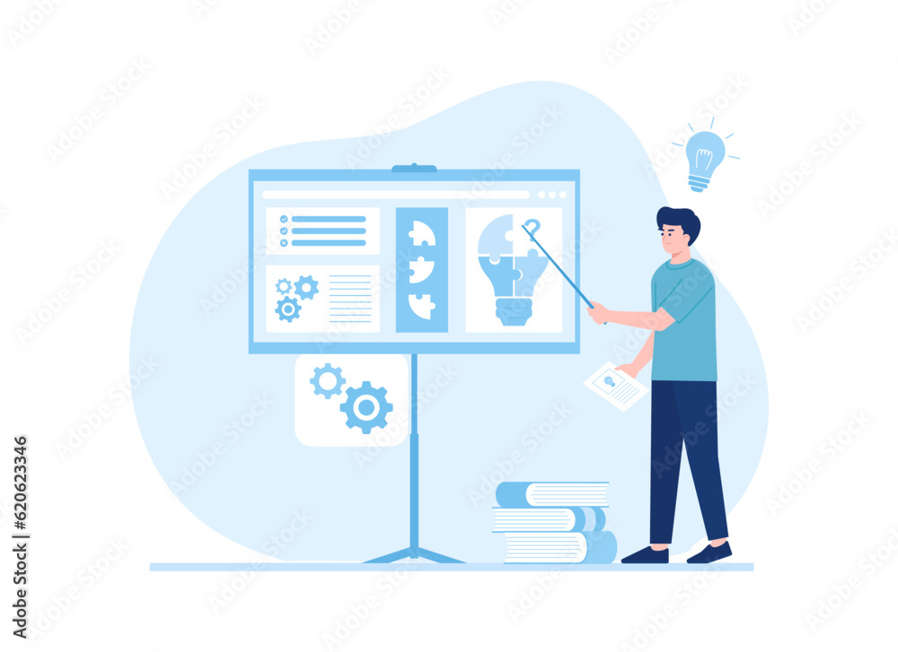 Student presentation trending concept flat illustration