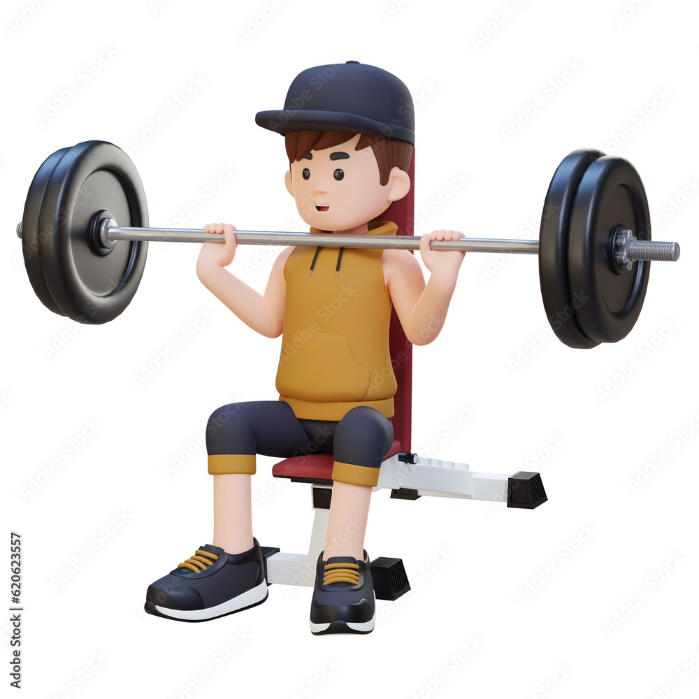 3D Sportsman Character Building Upper Body Strength with Overhead Bench Press Workout 3D Sportsman Character Building Upper Body Strength with Overhead Bench Press Workout