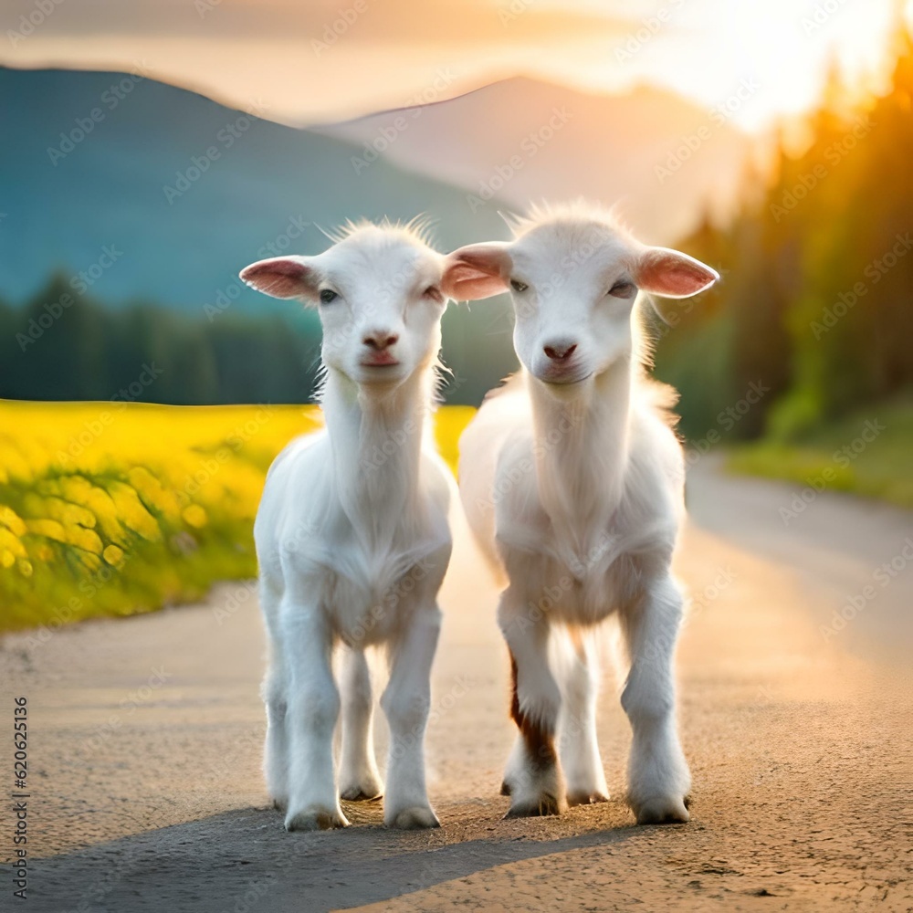 Fototapeta premium sheep and lamb