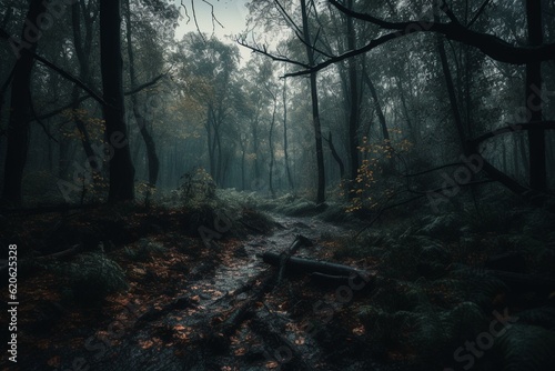 Enigmatic woodland for All Hallows' Eve. Generative AI