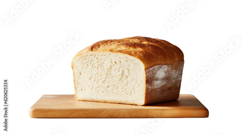 White bread made from wheat flour on a plain transparent background