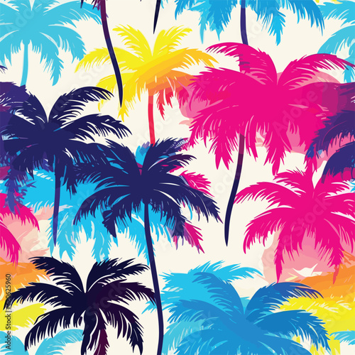 Seamless Colorful Hawaii Palms Pattern. Seamless pattern of Hawaii Palms in colorful style. Add color to your digital project with our pattern!