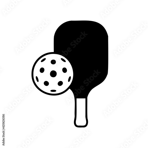 Pickleball Icon. Vector Illustration of Paddle and Ball for Sports Enthusiasts.