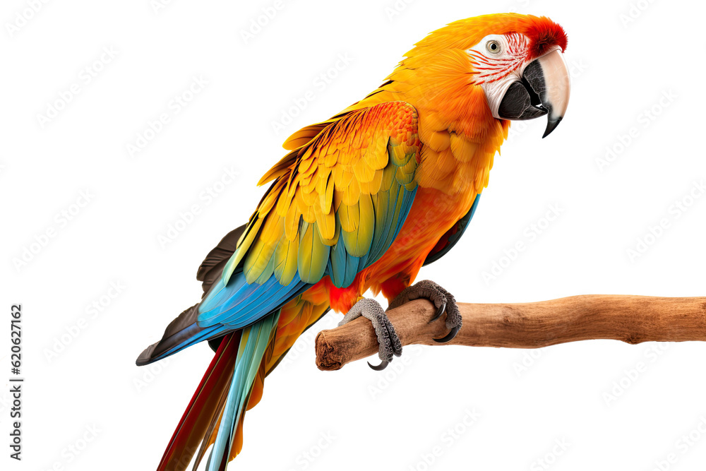 Blue and Yellow Macaw, Vibrant Parrot Beauty in Isolated Transparency, PNG.