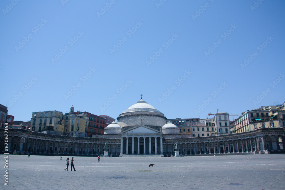 Naples, Italy: Piazza del Plebiscito with San Francesco di Paola church
