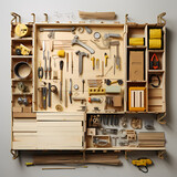 builder wardrobe in wood with tools
