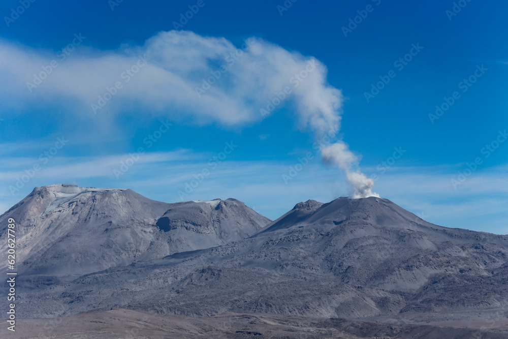 Ubinas volcano eruption in Peru