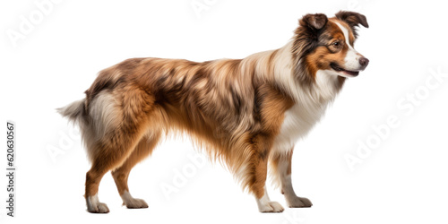 Full-body image of an Australian Shepherd canine standing alone on a transparent background.
