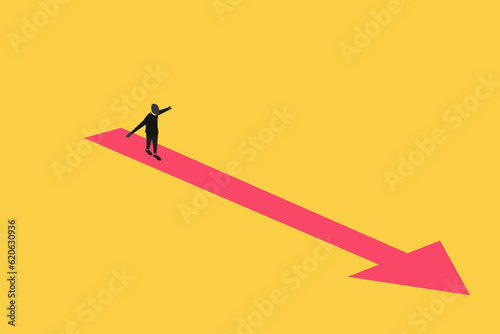 Businessman walking at red path the possibility of successful career growth. success, opportunity and growth concept