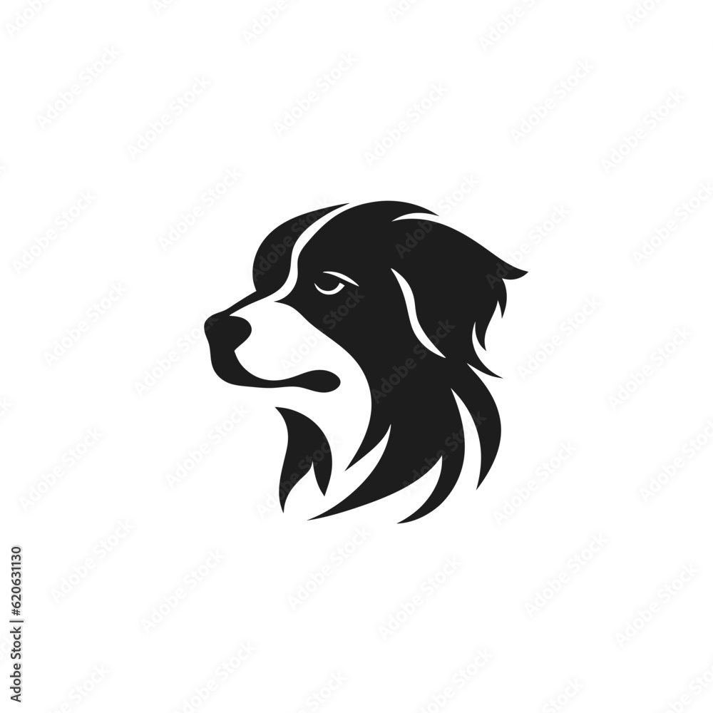 Vector of a black and white dog's head isolated on a white background Vector of a black and white dog's head isolated on a white background