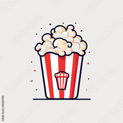 Vector of a popcorn bucket filled with popcorn on top of a table