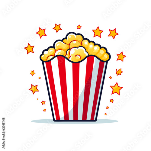 Vector of a red and white striped box of popcorn