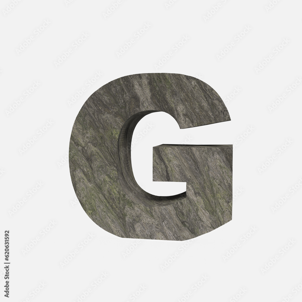Stone Font 3D Render Of Letter G Stone Font 3D Render Of Letter G
