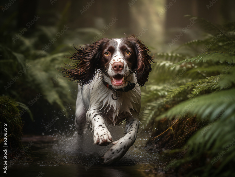 A dog running through a forest Generative Ai