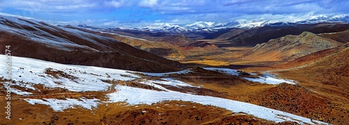 panorama of holy mountains in Tibet
