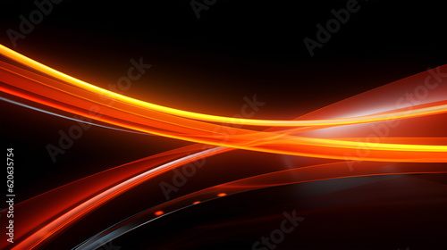 Orange tech neon spotlight background, speed motion abstract background, Orange light background.