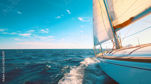 Sailing boat at open sea in sunshine © Jezper